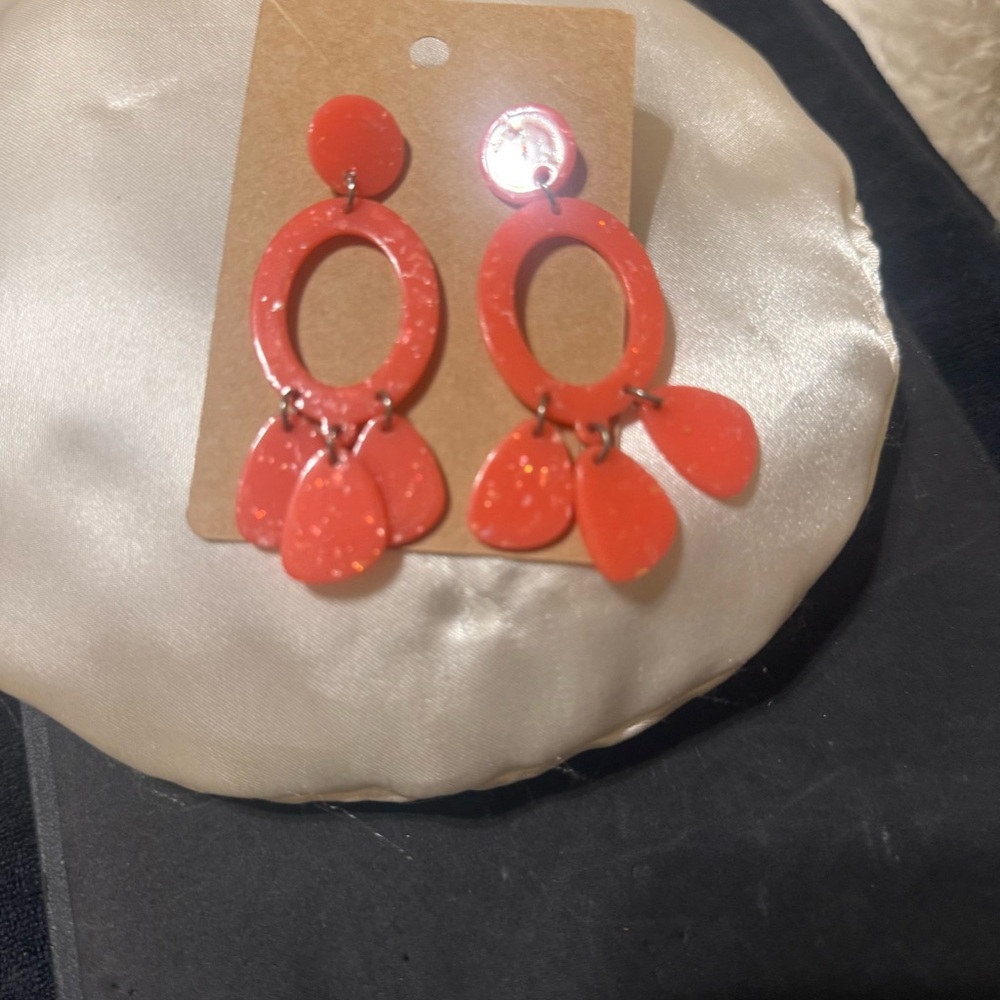 Acrylic Orange Statement Earrings